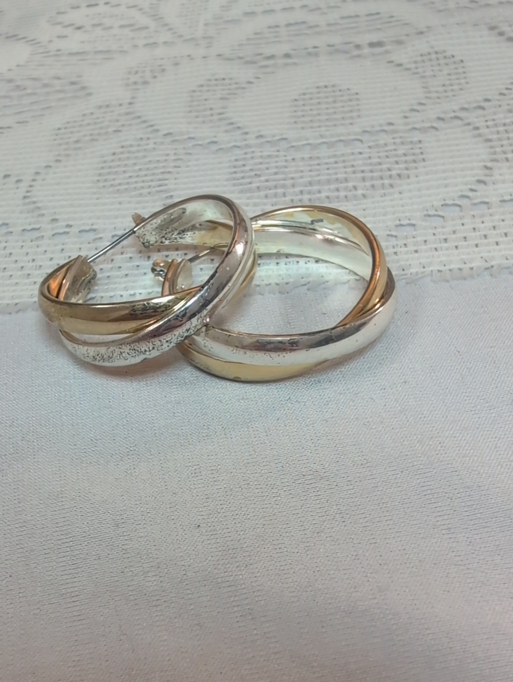 Vintage Two-tone Twist Hoop Earrings